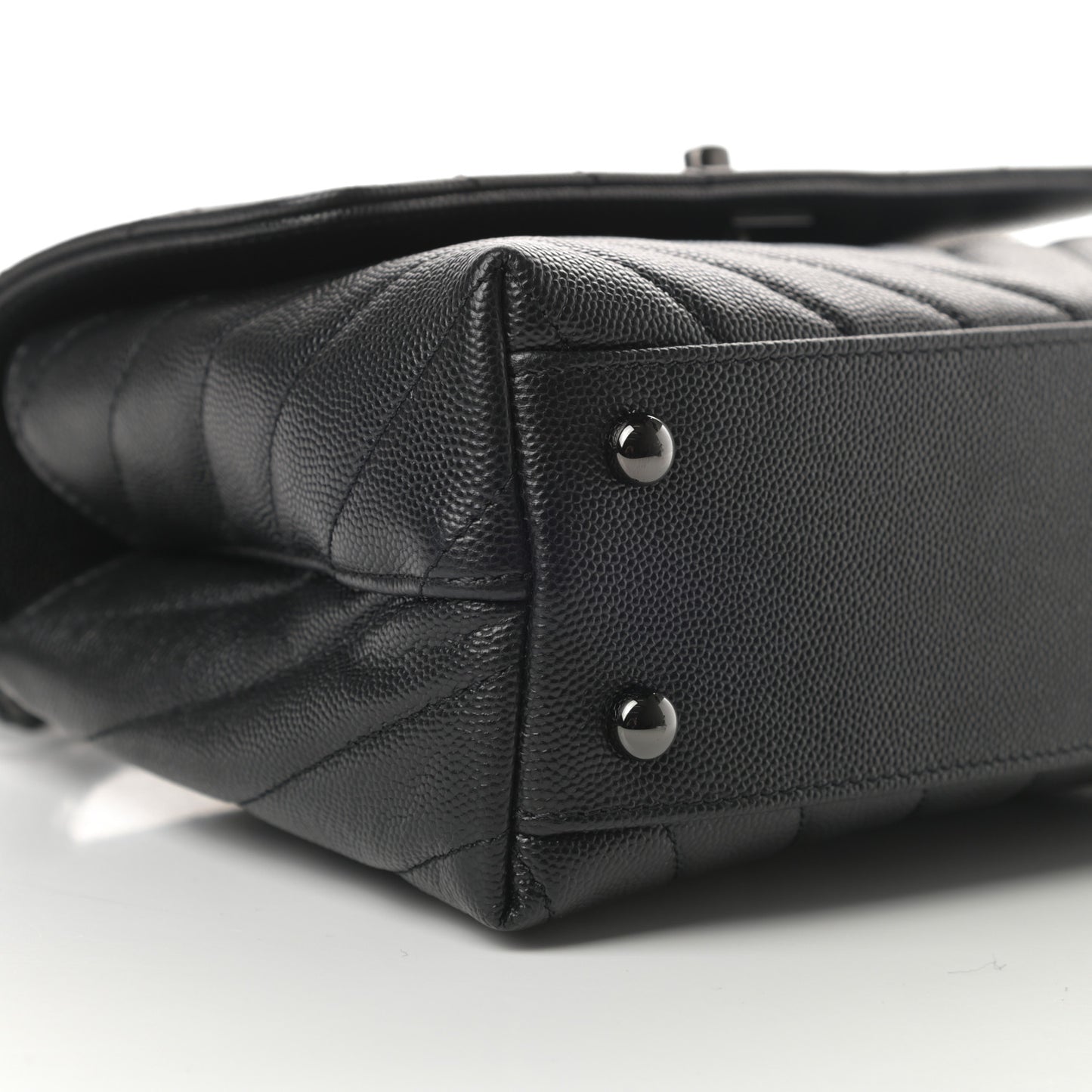 Caviar Chevron Quilted Mini Coco Handle Flap So Black