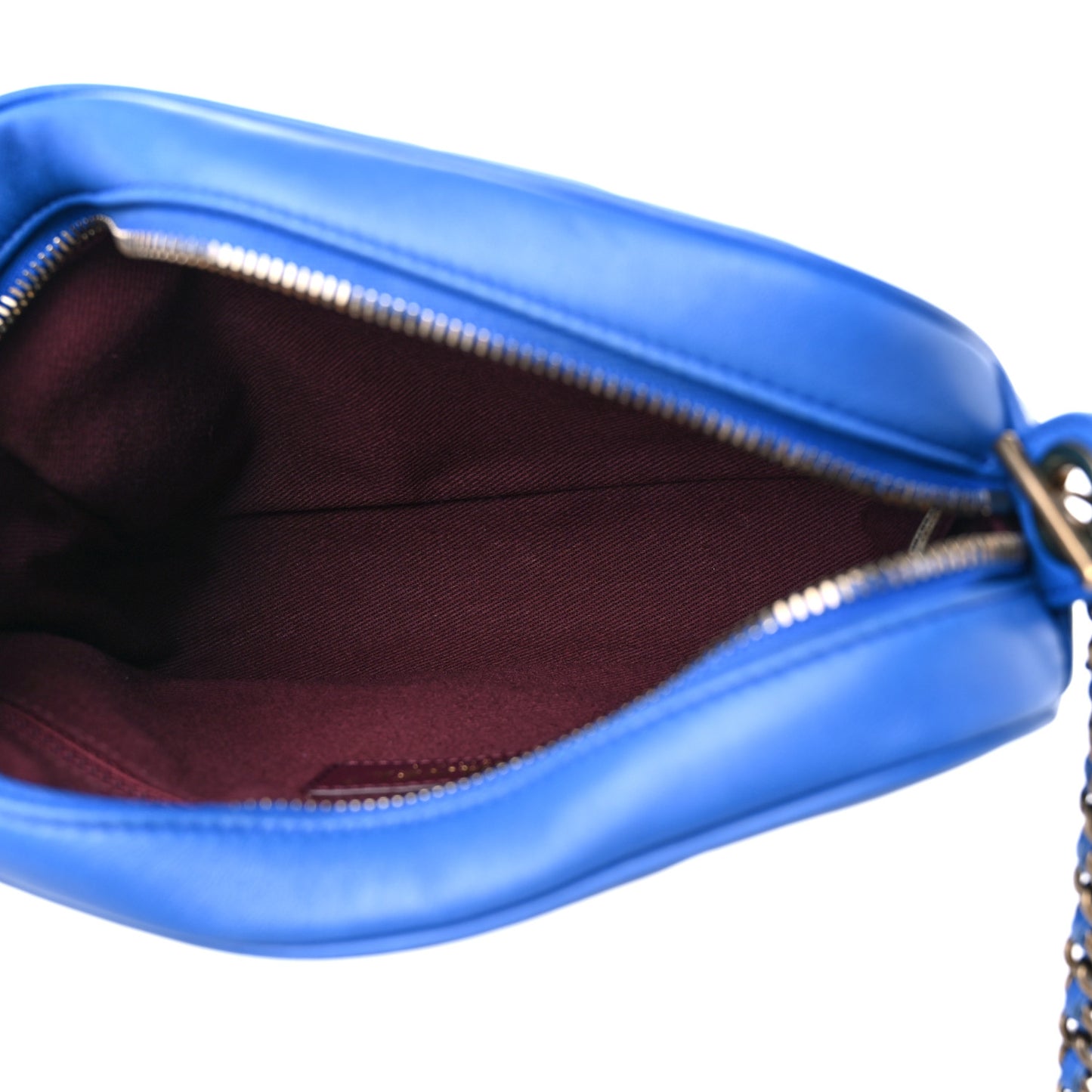 Lambskin Chevron Quilted Pyramid CC Camera Case Blue