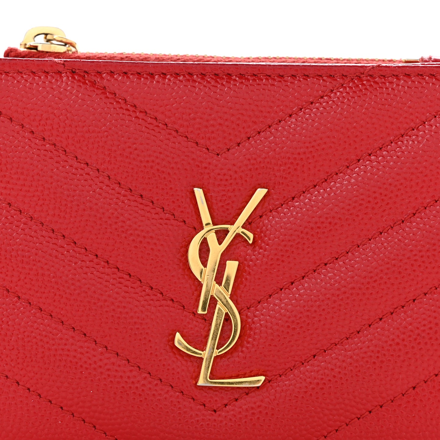 Grain De Poudre Matelasse Chevron Monogram Zipped Card Case Bandana Red