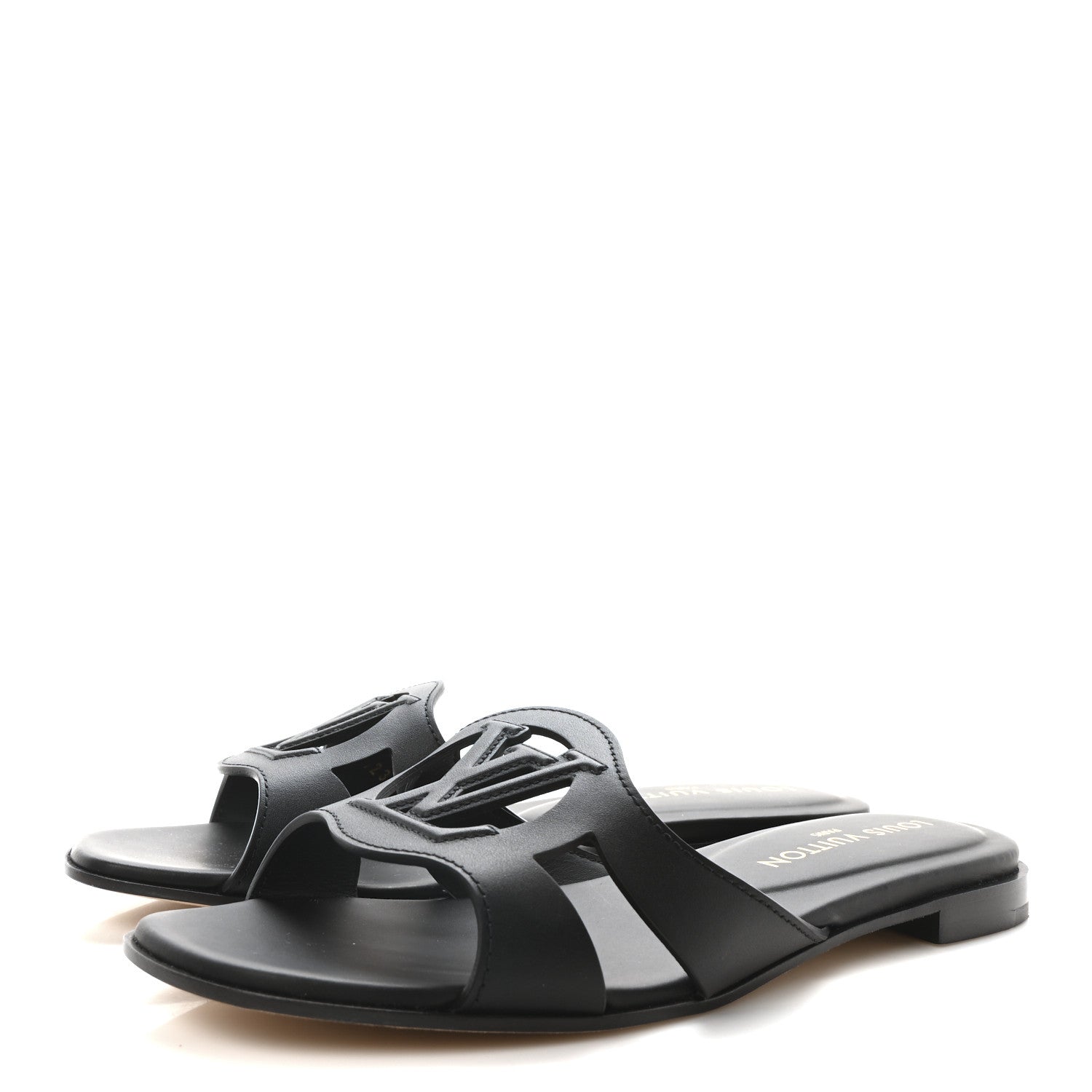 Louis Vuitton Calfskin LV Isola Flat Sandals 38 Black 4 of 8