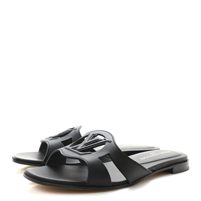 Louis Vuitton Calfskin LV Isola Flat Sandals 38 Black 4 of 8