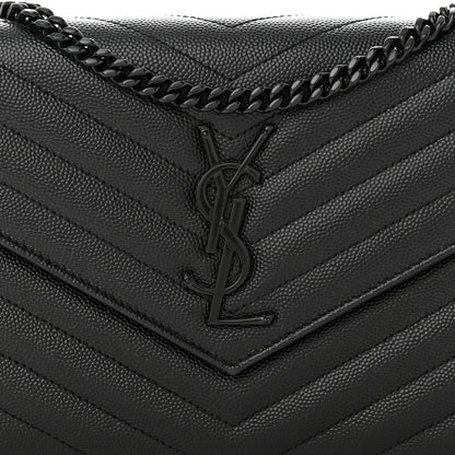 Saint Laurent Grain De Poudre Matelasse Chevron Monogram Monochrome Chain Wallet Black 8 of 14