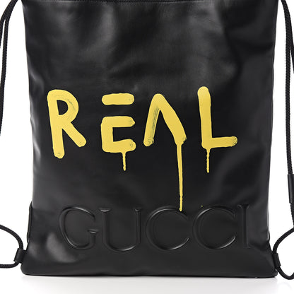Gucci Calfskin Small GucciGhost Drawstring Backpack Black 9 of 9