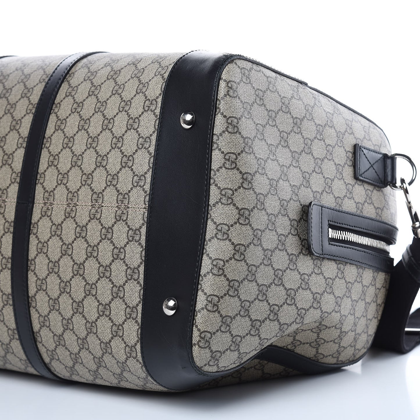 GG Supreme Monogram Selleria Calfskin Large Duffle Beige Ebony Black