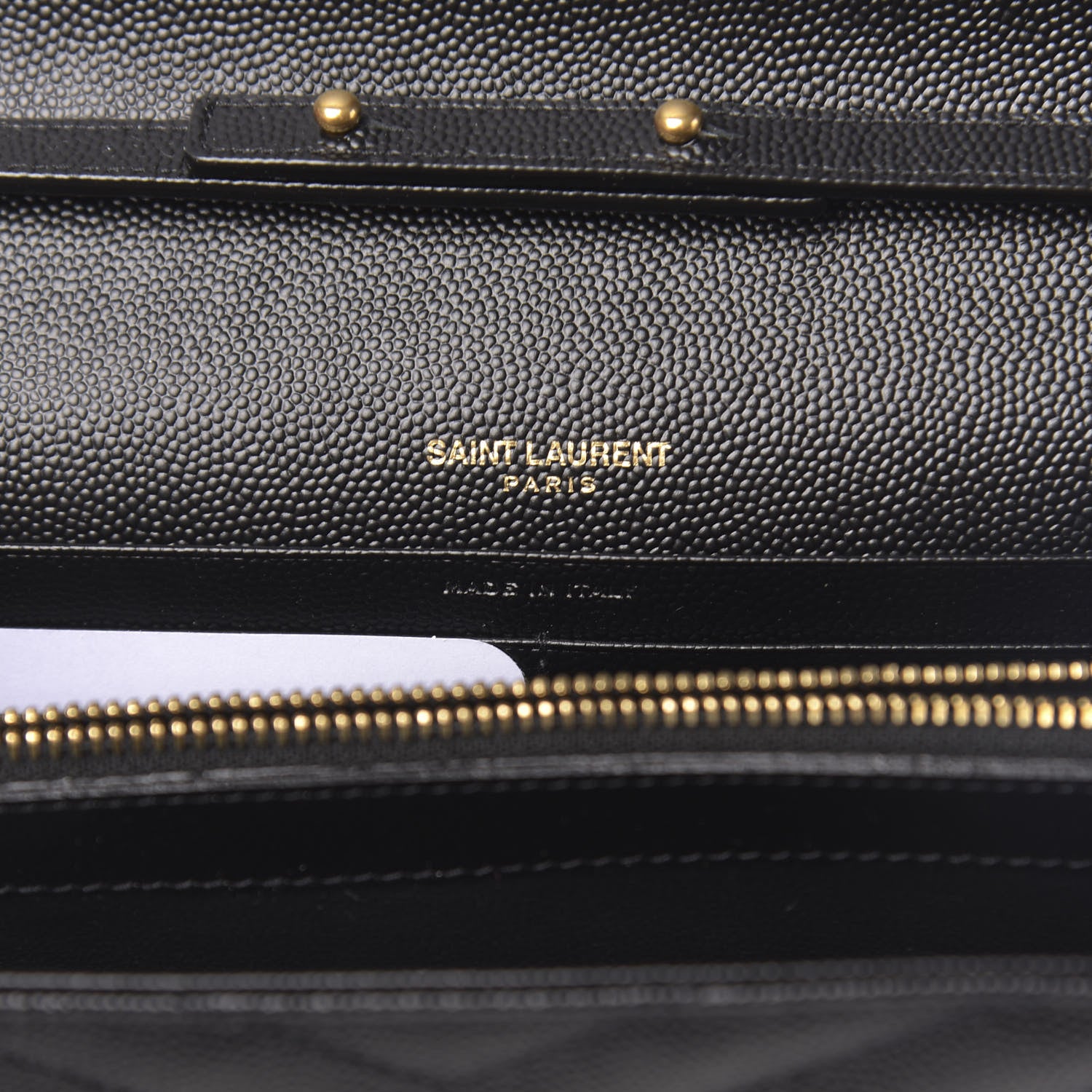 Saint Laurent Grain De Poudre Matelasse Chevron Tri-Metal Monogram Chain Wallet Black 7 of 11