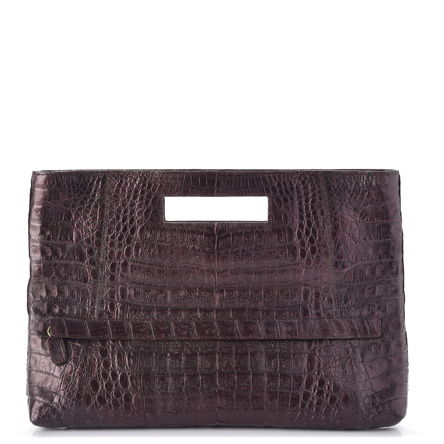Metallic Crocodile Envelope Convertible Clutch Purple