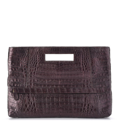 Nancy Gonzalez Metallic Crocodile Envelope Convertible Clutch Purple 3 of 10