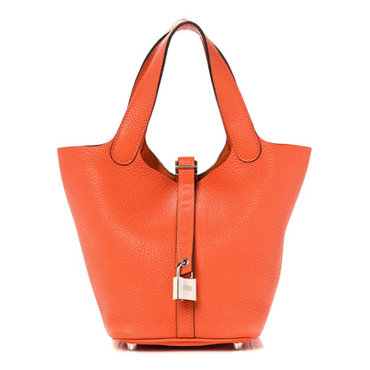 Hermes Taurillon Clemence Picotin Lock 18 PM Orange 1 of 10