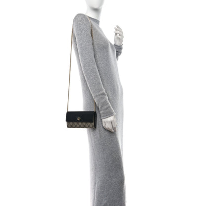 Gucci Dollar Calfskin GG Supreme Monogram Petite GG Marmont Wallet Chain Bag Black Beige Ebony 2 of 11