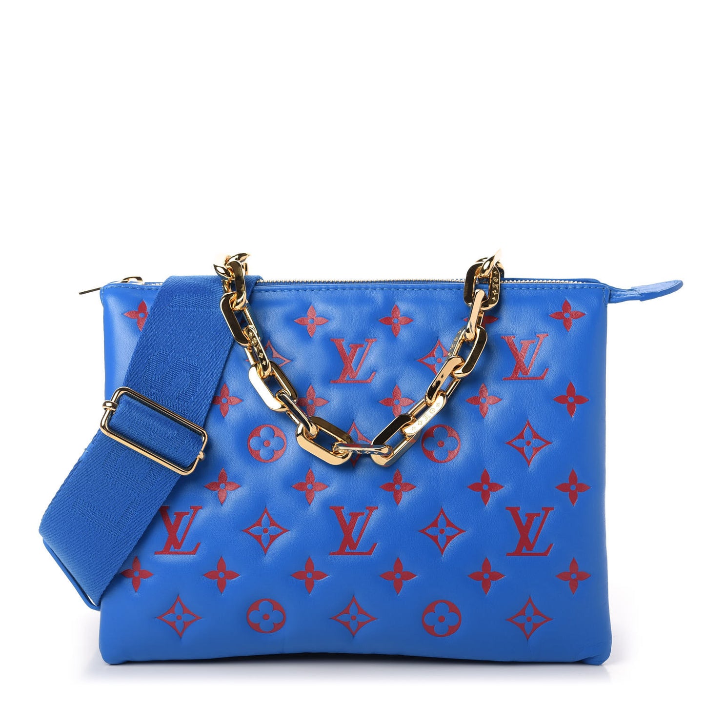 Lambskin Embossed Monogram Vuittamins Coussin PM Blue Red