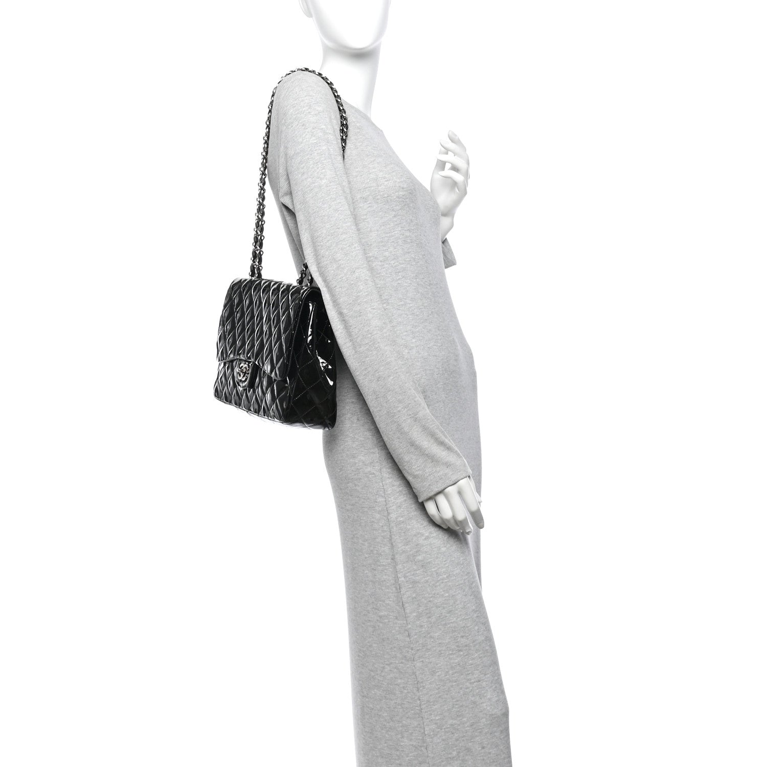 Chanel Patent Quilted Jumbo Single Flap Black 2 of 10