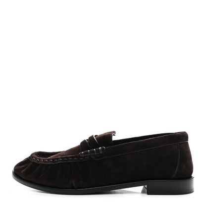 Saint Laurent Suede Le Loafer 15 Penny Slippers 37.5 Dark Chocolate 1 of 10