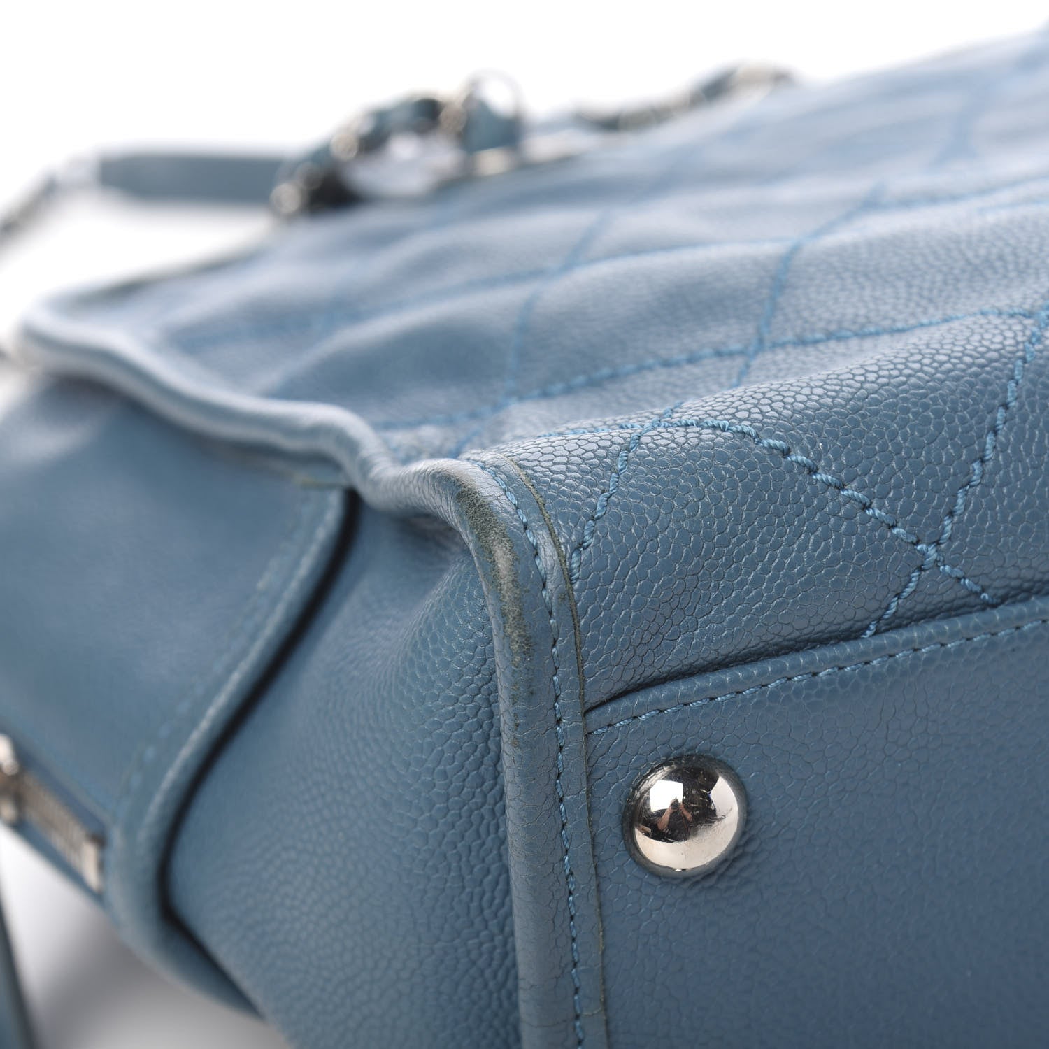 Chanel Caviar Quilted Deauville Bowling Bag Blue 9 of 12