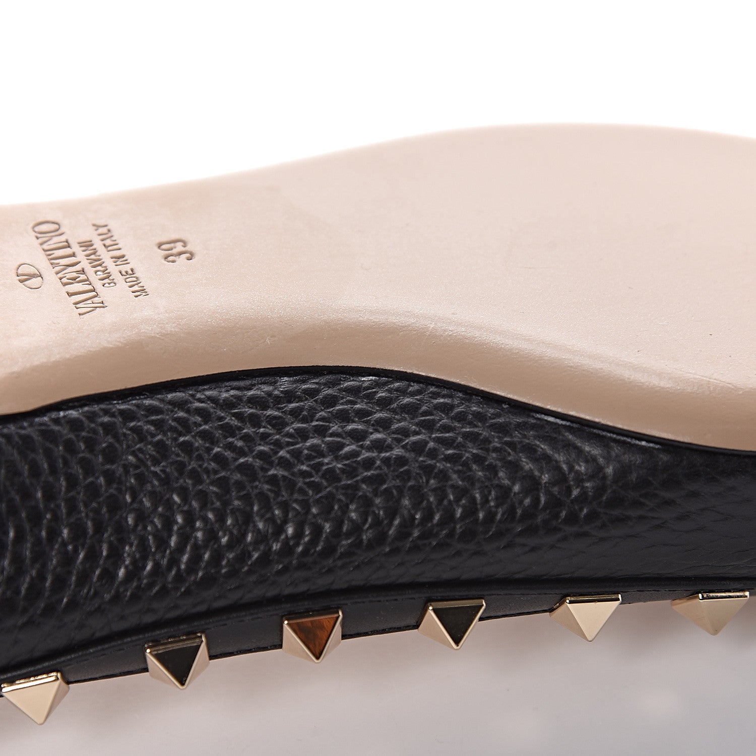 Valentino Garavani Pebbled Calfskin Rockstud Ballerina Flats 39 Black 9 of 12