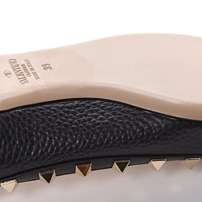 Valentino Garavani Pebbled Calfskin Rockstud Ballerina Flats 39 Black 9 of 12