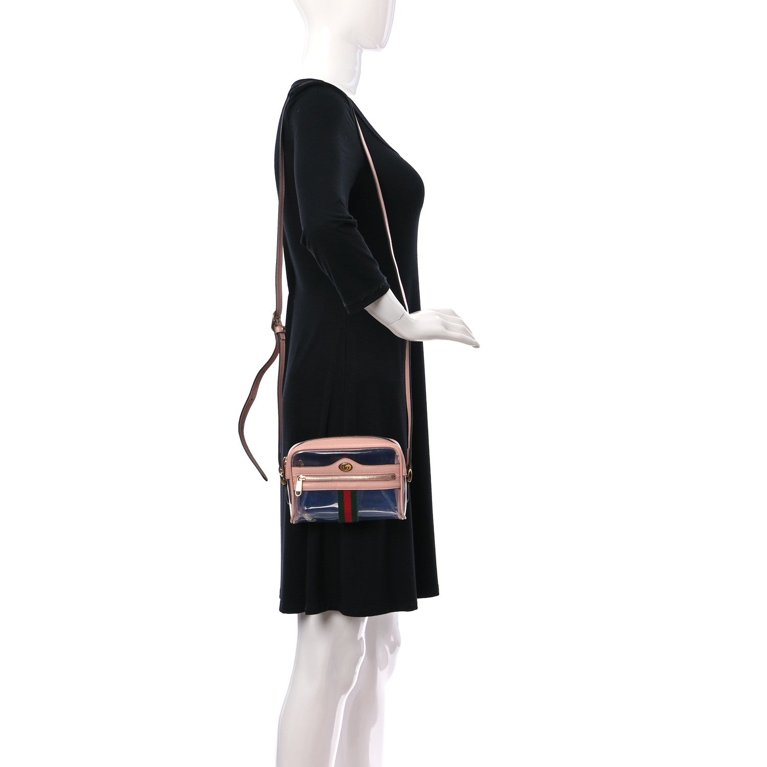 Gucci Vinyl Web Mini Ophidia Transparent Shoulder Bag Perfect Pink 3 of 13
