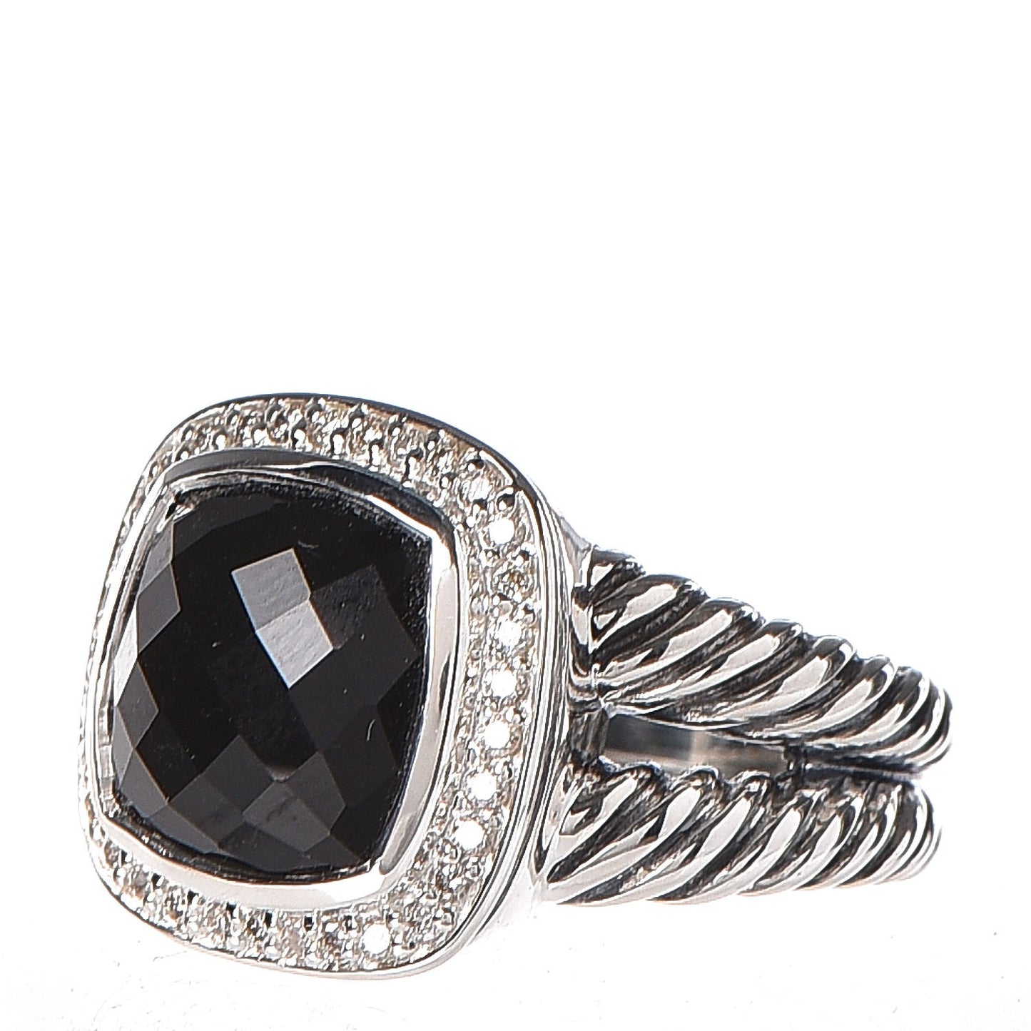 Sterling Silver Diamond Black Onyx 11mm Albion Ring 54 7