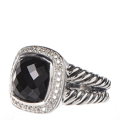 David Yurman Sterling Silver Diamond Black Onyx 11mm Albion Ring 54 7 3 of 5