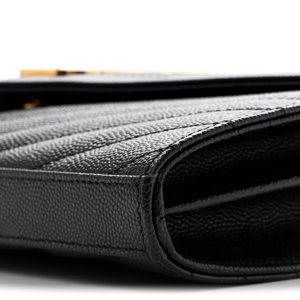 Grain De Poudre Matelasse Chevron Monogram Chain Wallet Black