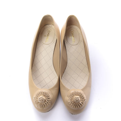 Chanel Lambskin Camellia Pumps 38 Beige 5 of 14