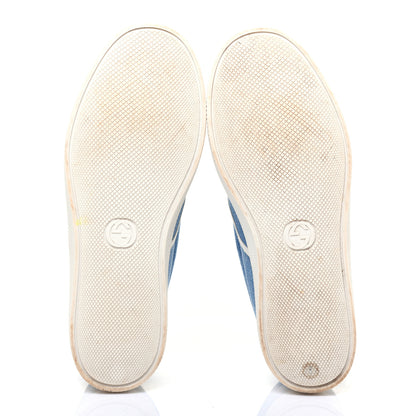 Gucci Kura Denim Logo Embroidered Mens Slip On Sneakers 6 Blue 5 of 9