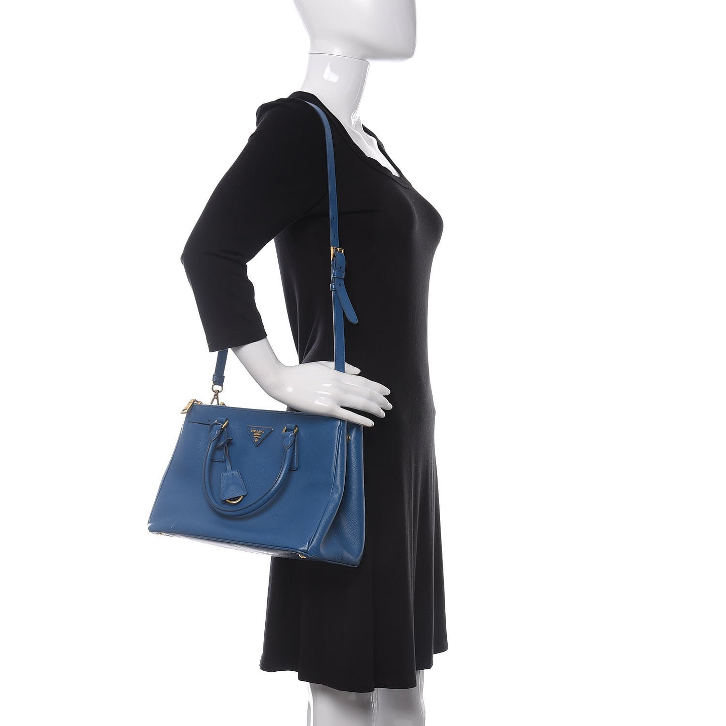 Saffiano Small Galleria Double Zip Tote Cobalto