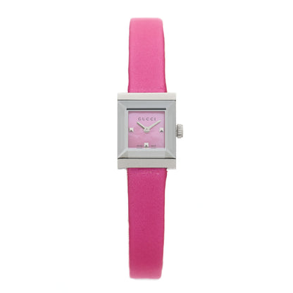 Gucci Stainless Steel Satin Pink Mother of Pearl 14mm G-Frame Square Quartz Watch Fuchsia 1 of 5