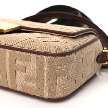 Fendi Sardinian Jacquard Vitello King FF 1974 Embroidered Baguette Corda Praline 10 of 11