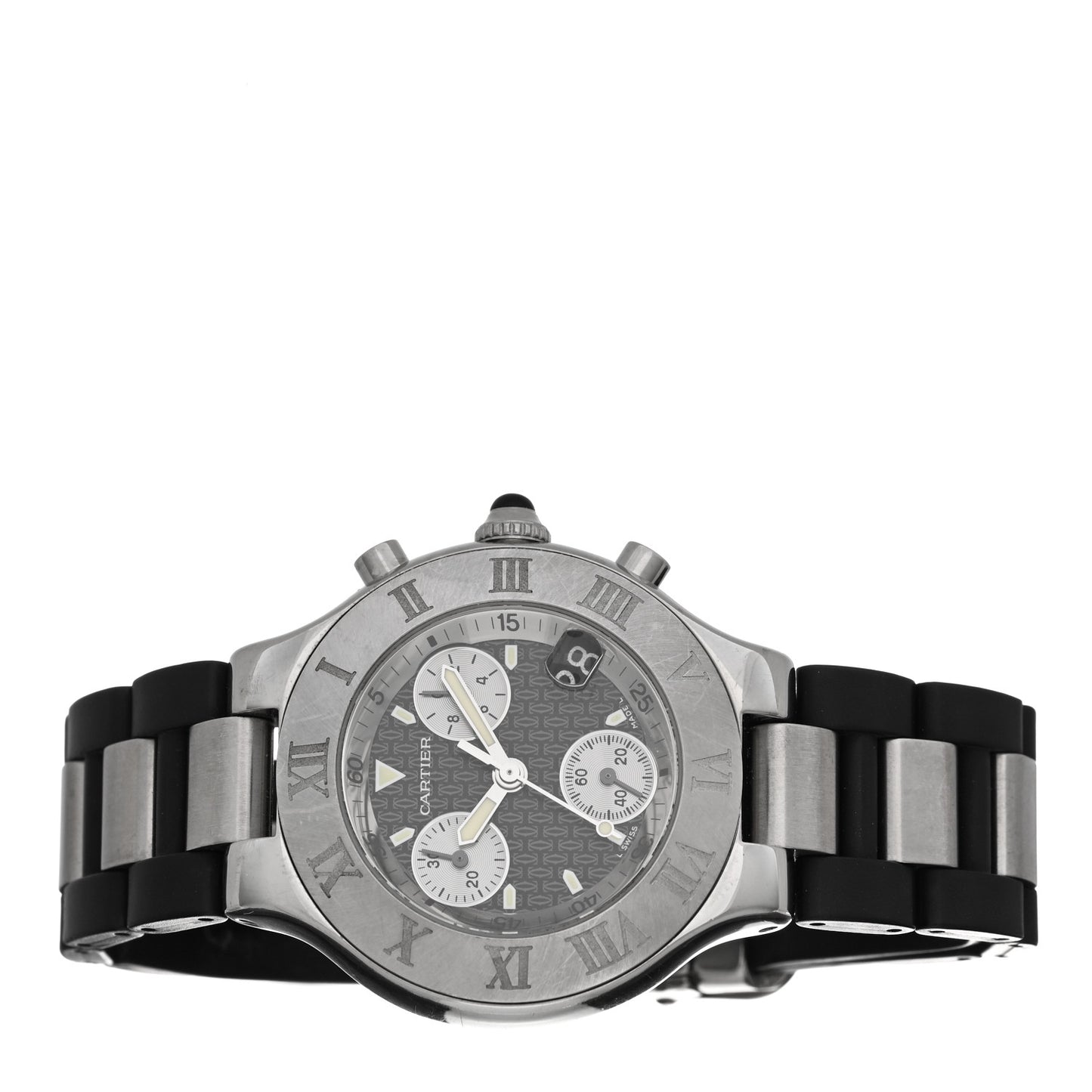 Stainless Steel Rubber 38mm Must 21 Chronoscaph Quartz Watch Black