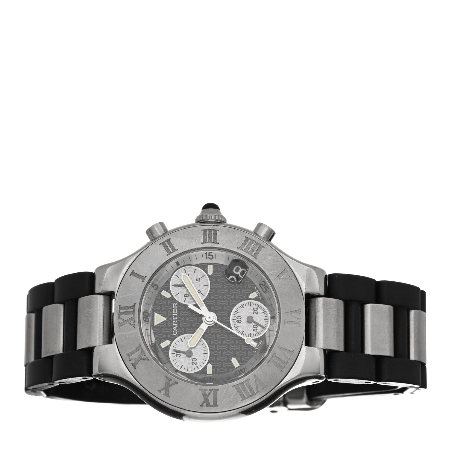 Cartier Stainless Steel Rubber 38mm Must 21 Chronoscaph Quartz Watch Black 2 of 4