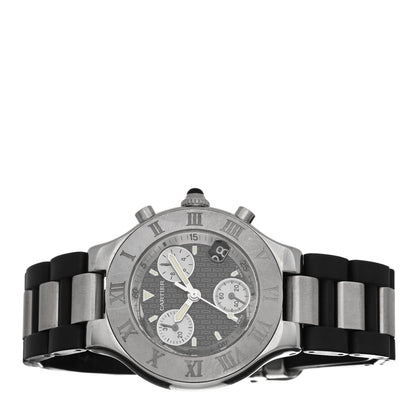Cartier Stainless Steel Rubber 38mm Must 21 Chronoscaph Quartz Watch Black 2 of 4