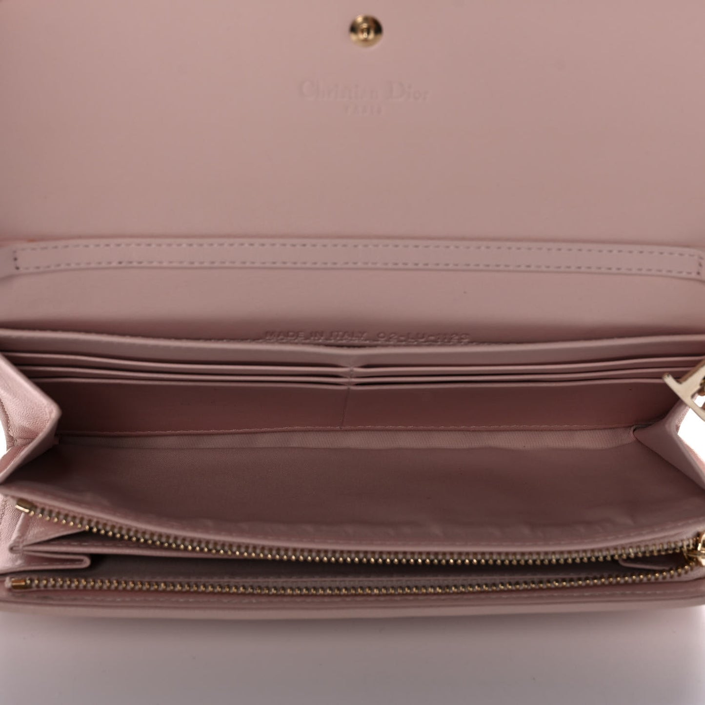 Lambskin Cannage Lady Dior Rendezvous Wallet On Chain Light Pink