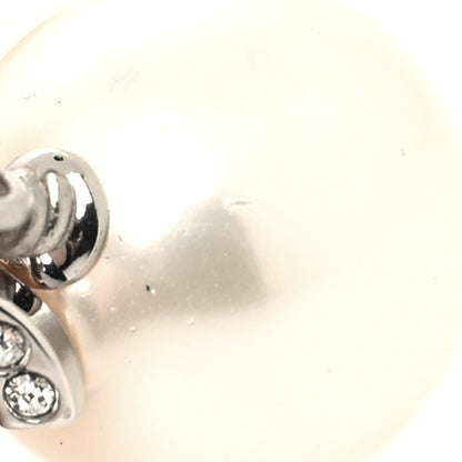 Chanel Crystal Pearl CC Drop Earrings Silver Pearly White 5 of 5