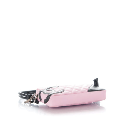 Chanel Calfskin Quilted Cambon Pochette Pink Black 4 of 9