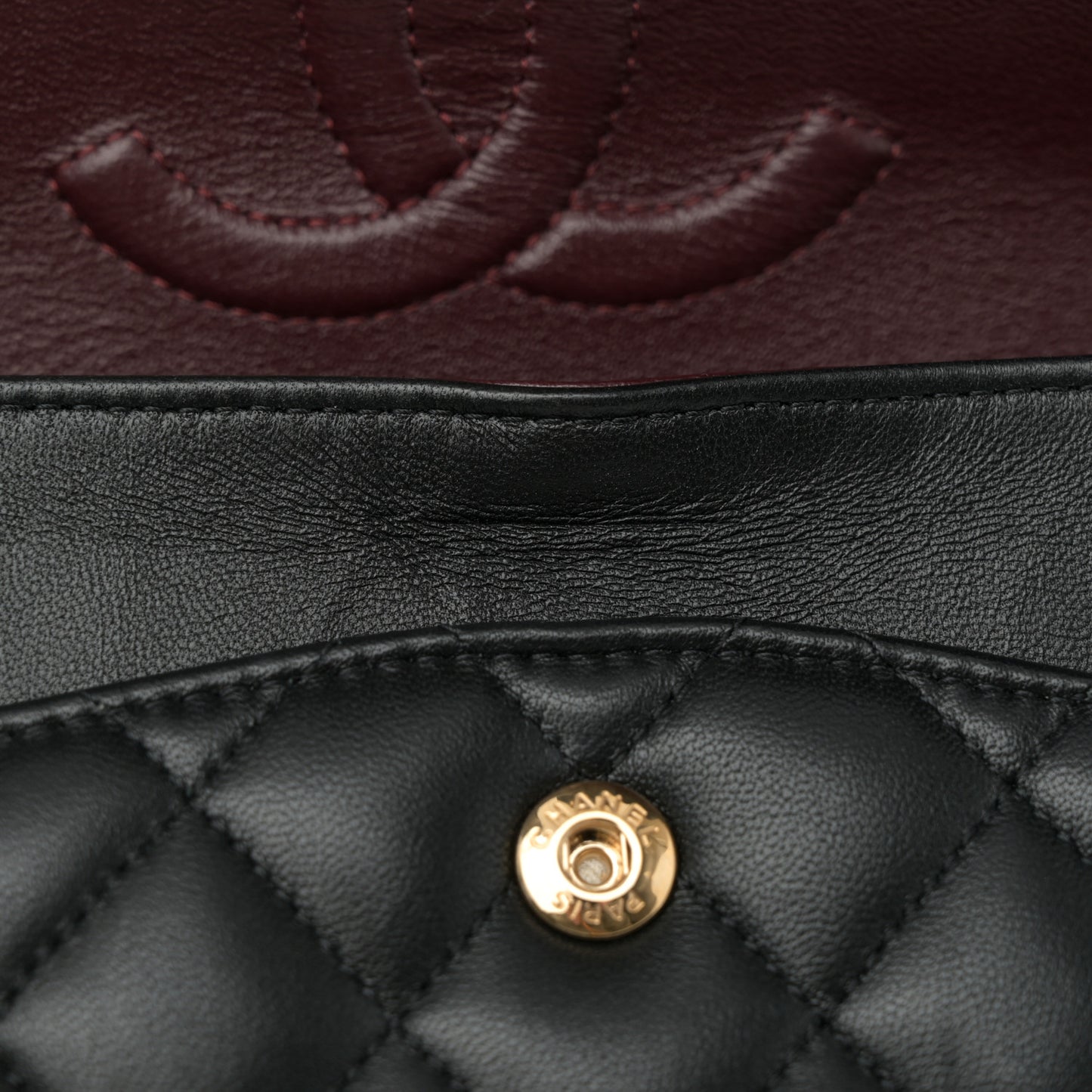 Lambskin Quilted Medium Double Flap Black