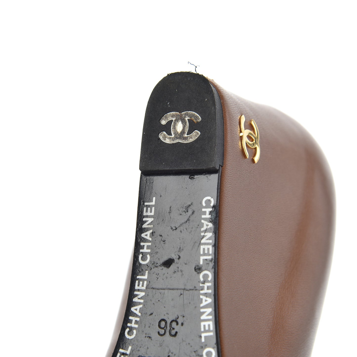 Lambskin Cap Toe Wedges 36 Brown Black