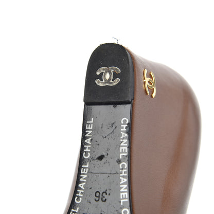 Chanel Lambskin Cap Toe Wedges 36 Brown Black 9 of 21