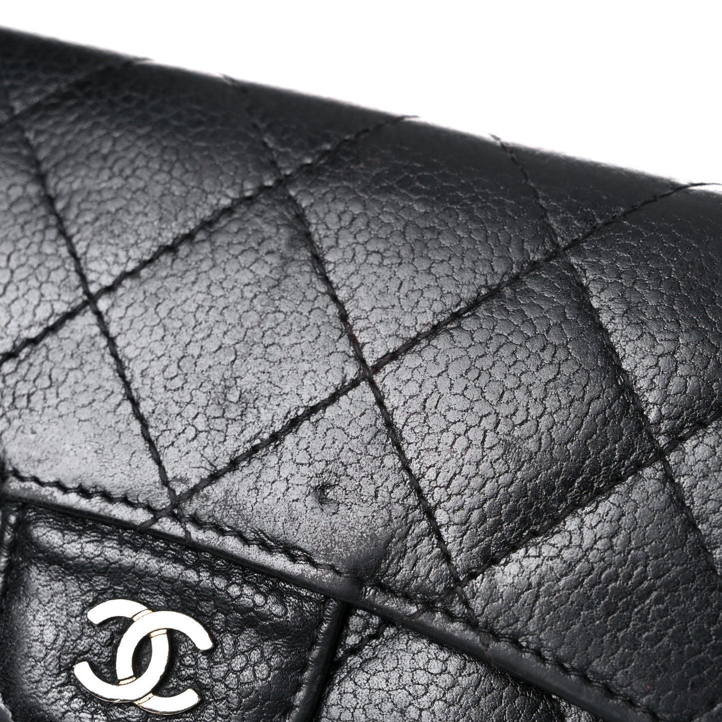 Caviar Quilted Large Flap Wallet Black