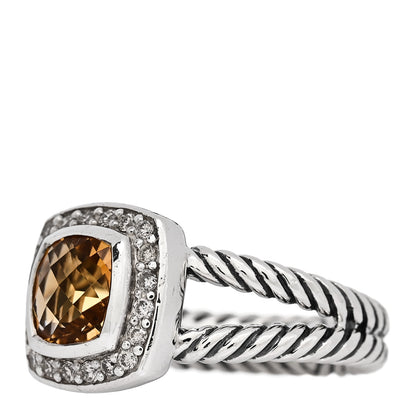 David Yurman Sterling Silver Diamond Citrine 7mm Petite Albion Ring 52 6 3 of 5