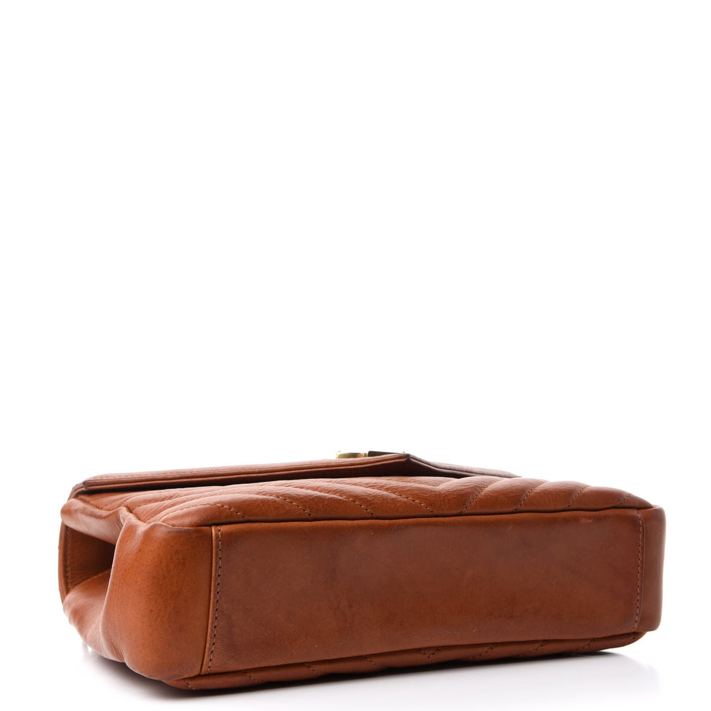 Calfskin Matelasse Chevron Monogram Medium College Satchel Cognac