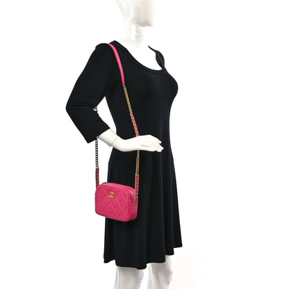 Chanel Shiny Caviar Quilted Chain Melody Camera Bag Fuchsia 2 of 10