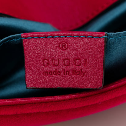 Gucci Velvet Matelasse Mini GG Marmont Shoulder Bag Hibiscus Red 6 of 9