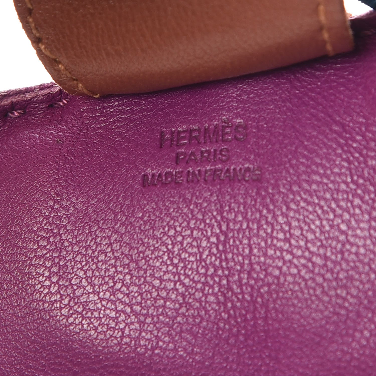 Hermes Milo Lambskin Grigri Rodeo Horse Bag Charm MM Anemone Bleu Izmir Fauve 3 of 4