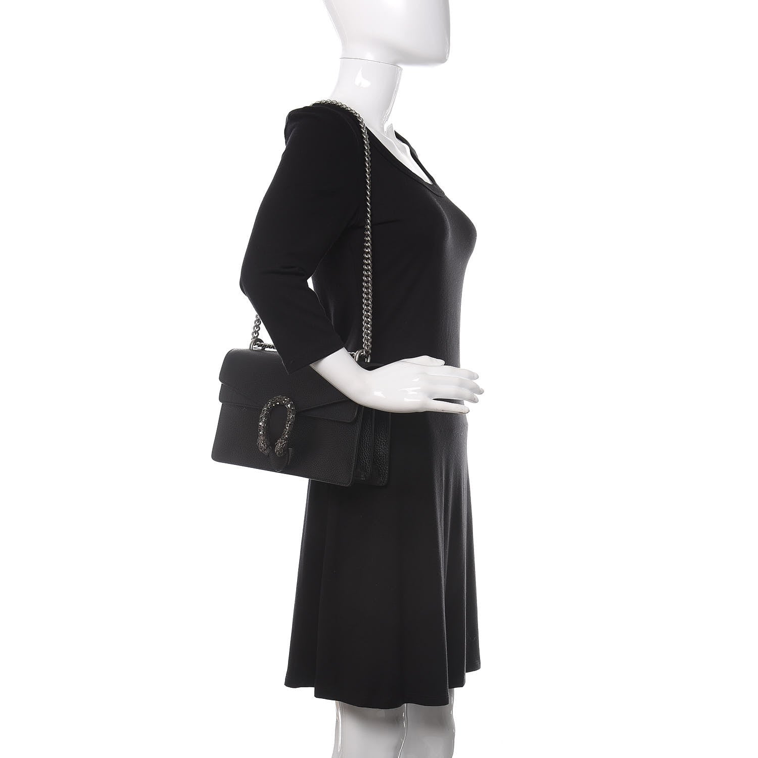 Gucci Pebbled Calfskin Small Dionysus Shoulder Bag Black 2 of 11