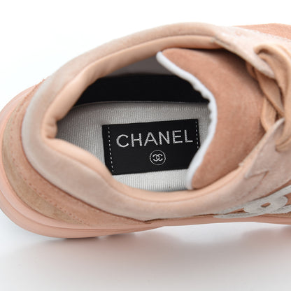 Chanel Nylon Lambskin Suede Calfskin CC Sneakers 39 Pink 6 of 21