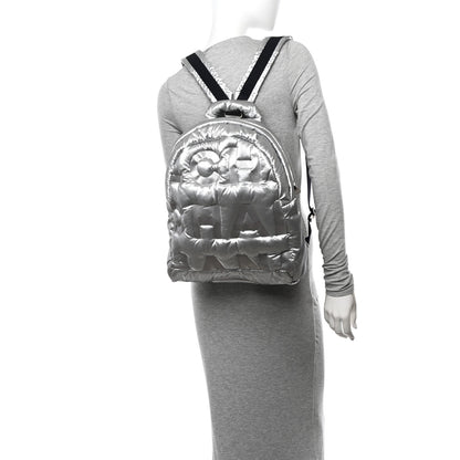 Chanel Nylon Embossed Doudoune Backpack Silver 2 of 11