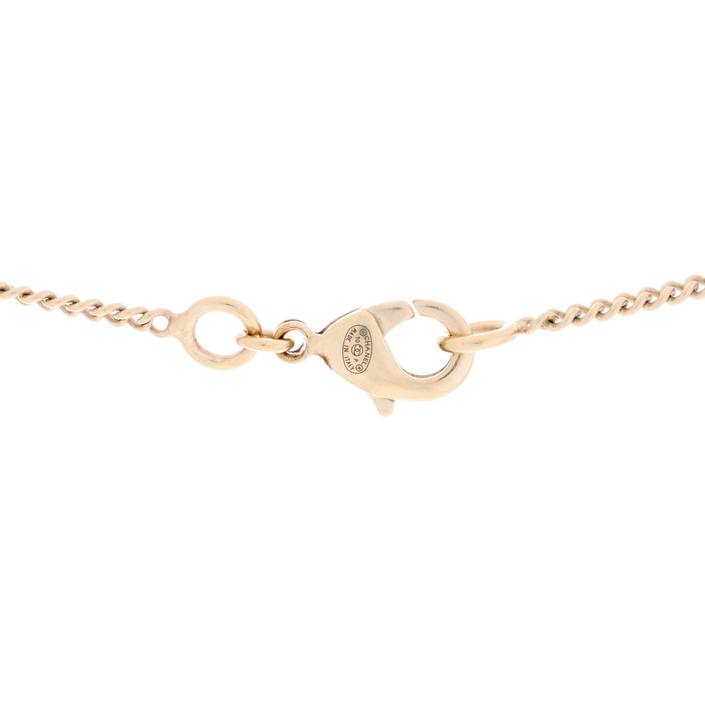 Crystal Pearl CC Drop Necklace Gold