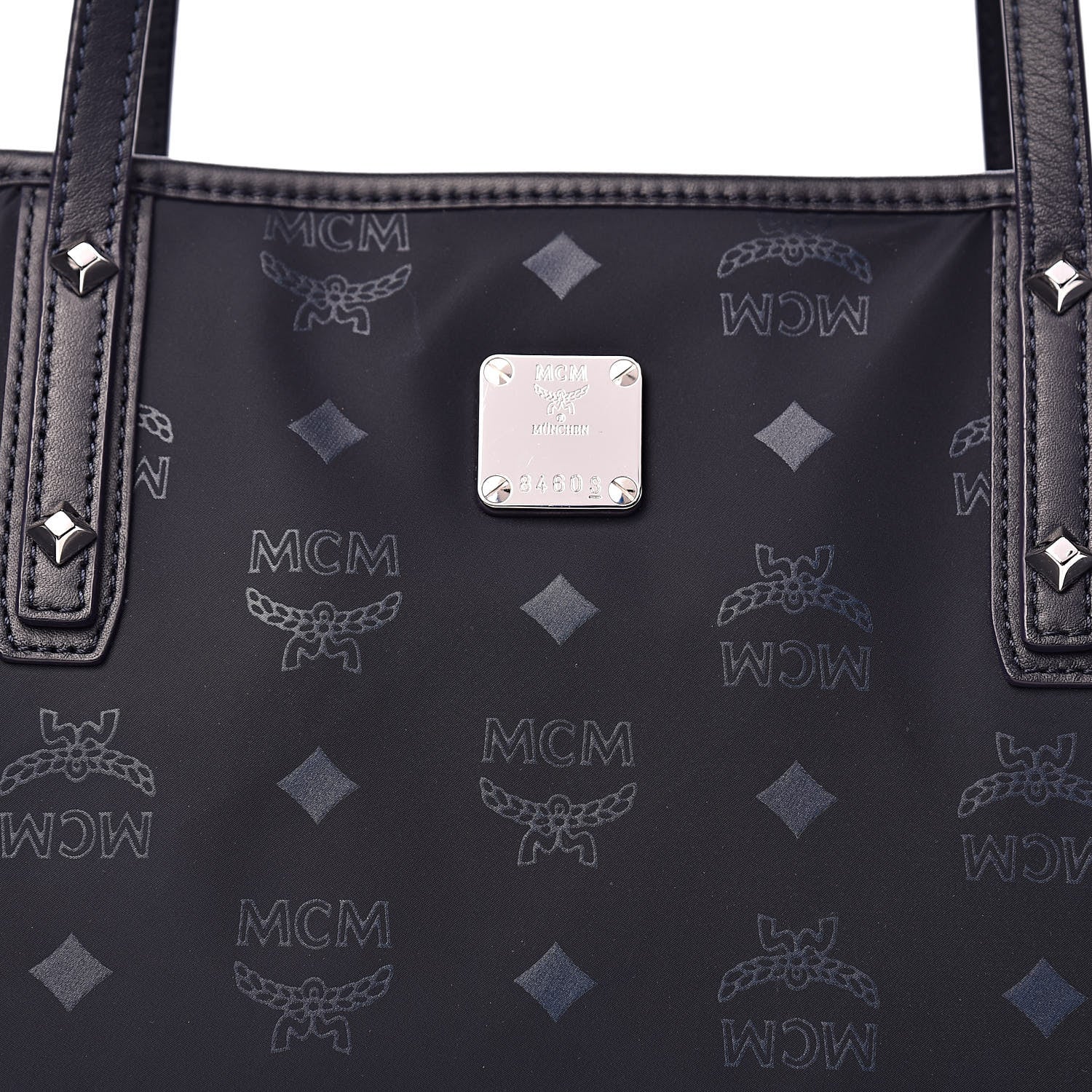 MCM Nylon Monogram Medium Dieter Shopper Tote Navy 10 of 10
