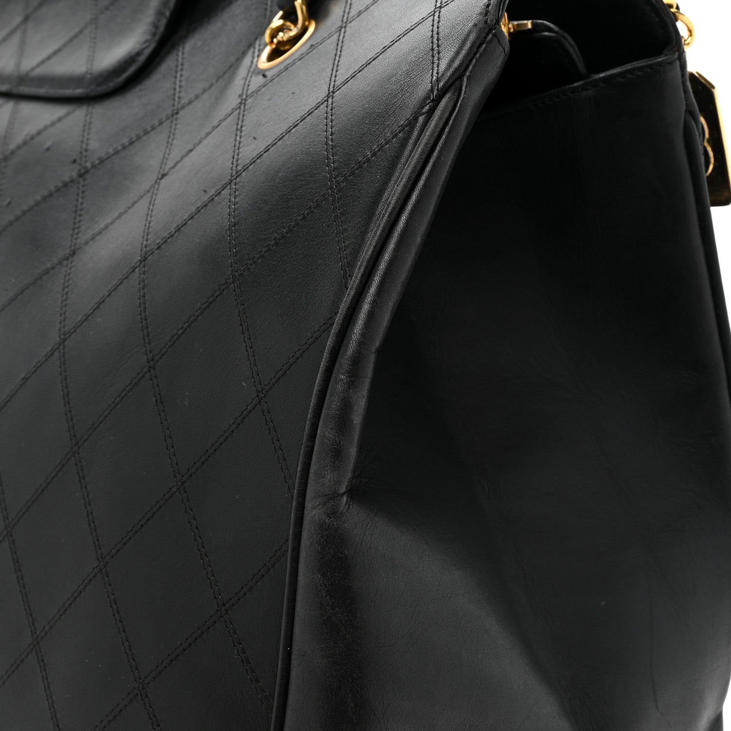 Chanel Calfskin Stitched XL Weekender Black 16 of 18