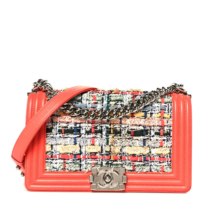 Chanel Lambskin Tweed Medium Boy Flap Coral 1 of 11